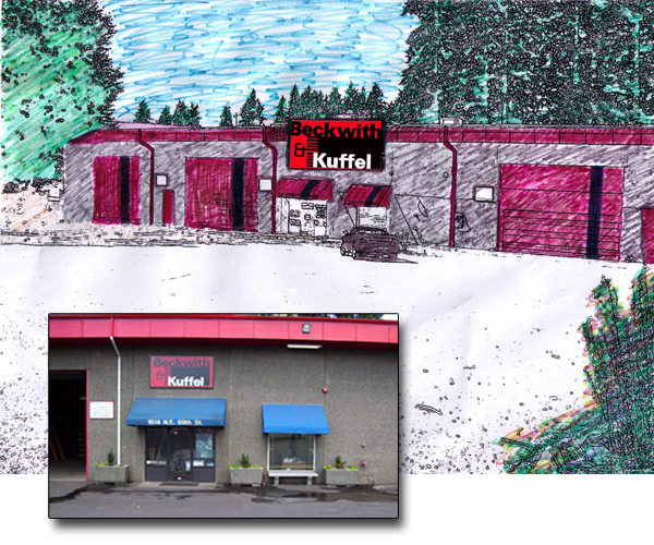 B&K moves to our current Vancouver, WA location: 1614 NE 99th St. Here is an artist’s rendition of the building, as well as a photo of the front door.